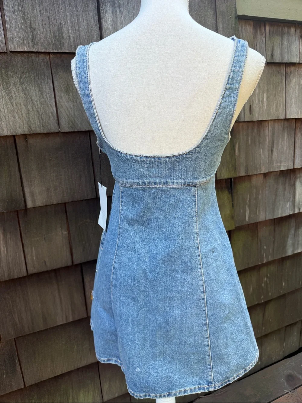 ZARA blue denim mini dress with rhinestones sleeveless Sz M NWT. - Picture 2 of 11